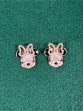 Disney x BaubleBar Minnie Mouse Bow Stud Earrings Gold Tone w/ Box